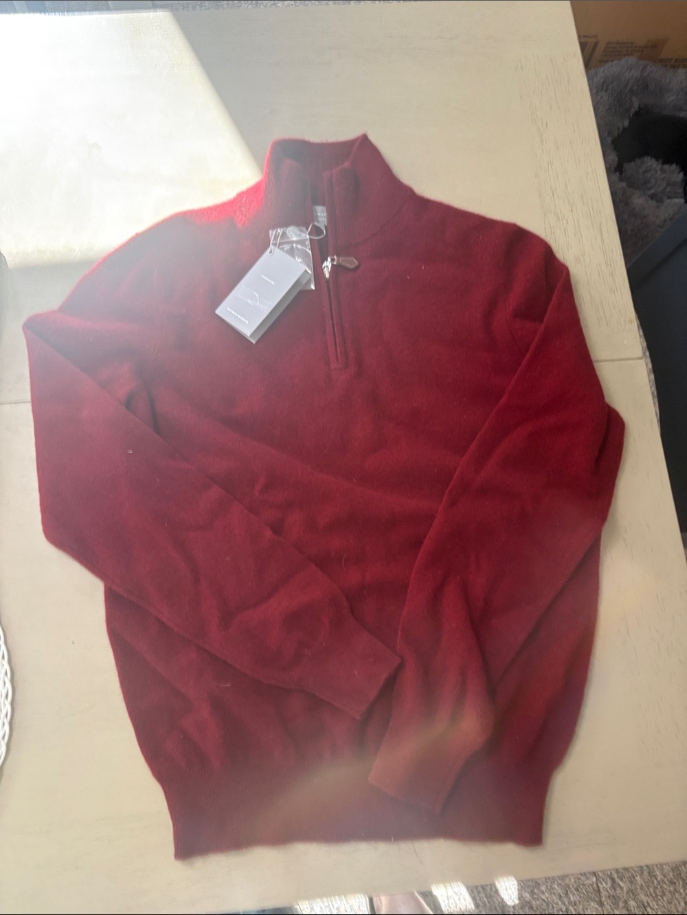 Neiman Marcus Men's Half-Zip Sweater in Burgundy